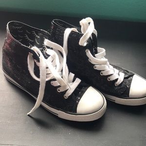 Gotta Flurt Black Sequin Sneakers